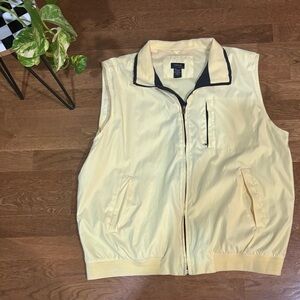 Vintage Izod XFG Windbreaker Vest butter Yellow Navy XL